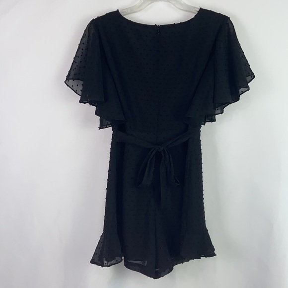 BB Dakota Black Ruffle Trim Belted Mini w/ Shorts Dress - Picture 11 of 16